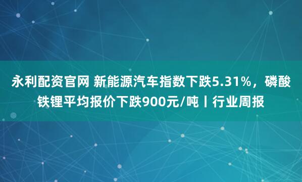 永利配资官网 新能源汽车指数下跌5.31%，磷酸铁锂平均报价下跌900元/吨丨行业周报